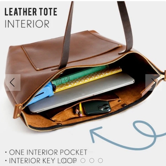 Portland Leather Goods Large Tote Bag Green Apple with zipper - NEW / RARE - Picture 5 of 5